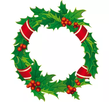 Groen kerstkrans raamsticker - TenStickers