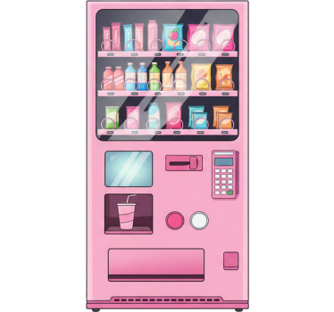 Koelkast sticker roze automaat - TenStickers