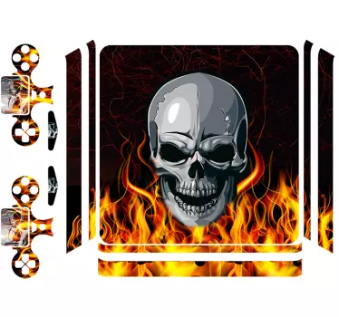 PS4 sticker schedel vuur - TenStickers