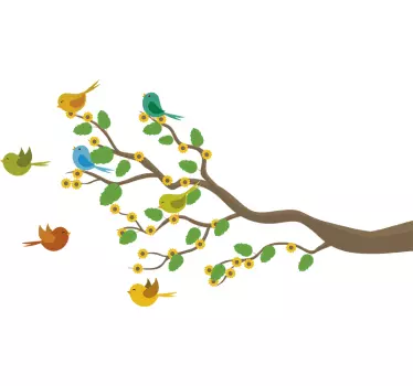Vogel muursticker tak - TenStickers