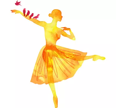 Muursticker ballerina goud vogels - TenStickers