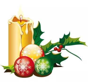 sticker kerstmis kerstballen kaars - TenStickers