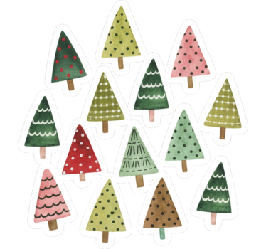 Kerst sticker watercolor kerstboom - TenStickers