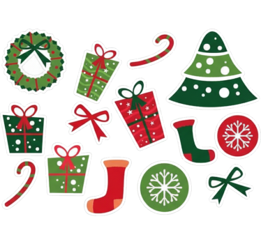 Kerst sticker klassieke kerst elementen - TenStickers