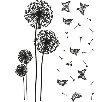 Muursticker kinderkamer paarde bloemen met vlinders - TenStickers