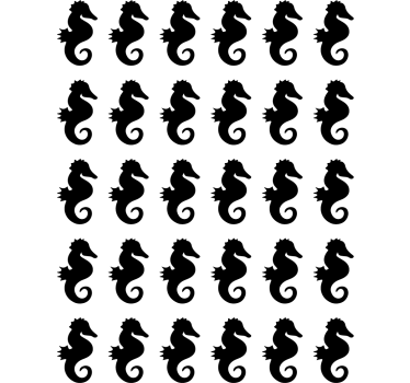 Silhouette muursticker badkamer met zeepaarden - TenStickers