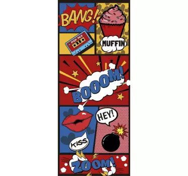 Tienerkamer deursticker komische pop art - TenStickers