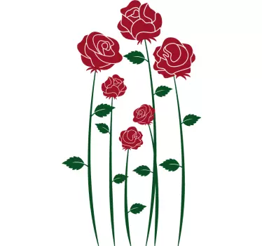 Bloemen muursticker rode rozen - TenStickers