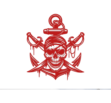 Boot sticker rode piratenkop - TenStickers