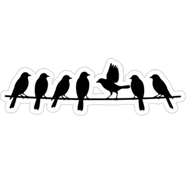 Raamsticker vogels op een lijnrek - TenStickers