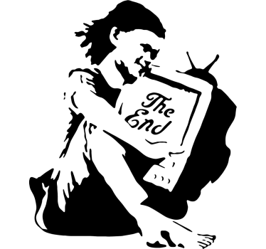 Muurstickers woonkamer Banksy TV meisje - TenStickers