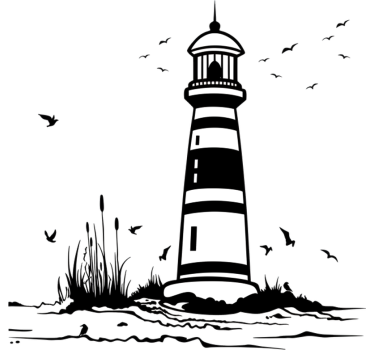 Raamsticker kustscene met vuurtoren - TenStickers
