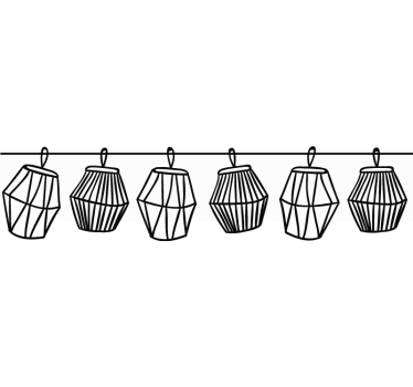 Muurstickers woonkamer lampionnetjes zwart - TenStickers