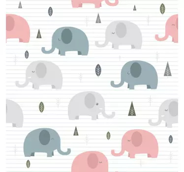 Muurstickers kinderkamer patroon olifantjes - TenStickers