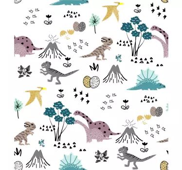 Muurstickers kinderkamer baby dinosaurussen patroon - TenStickers
