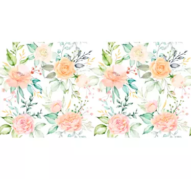 Meubel sticker pastel roze bloemen patroon - TenStickers