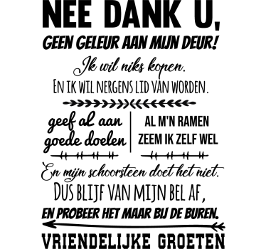 Muurstickers tekst Geen deur verkoop a.u.b. - TenStickers