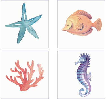 Tegelstickers badkamer met zeedieren - TenStickers