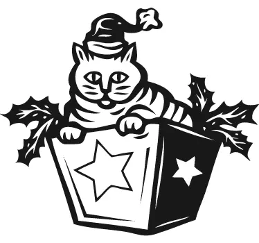 Kerst sticker feestelijke katten verrassing - TenStickers