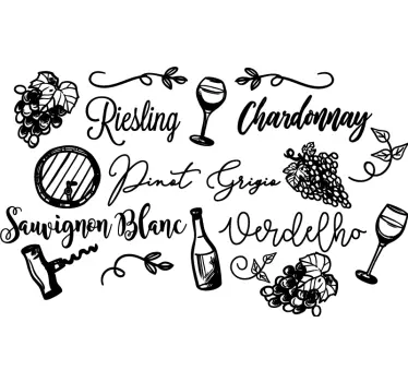 Drank stickers Wijn soorten - TenStickers
