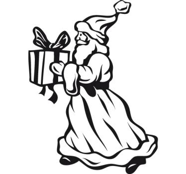 Kerstman met cadeau sticker - TenStickers