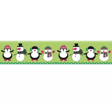 Sticker rij sneeuwpoppen - TenStickers