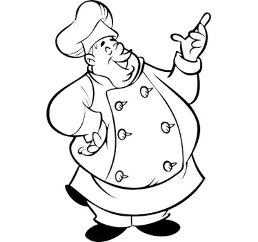 Koelkast sticker keuken zwaarlijvige chef kok - TenStickers