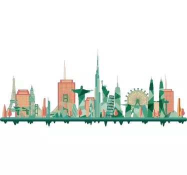 Sticker skyline elementen steden in één - TenStickers