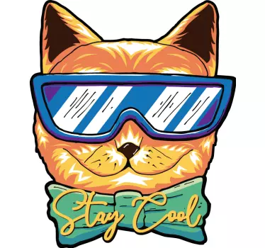 Stickers voor laptop Coole kat - TenStickers