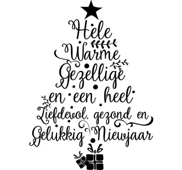 Kerststickers boom met tekst nieuwjaar woonkamer - TenStickers