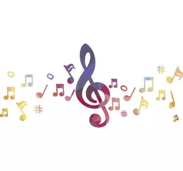 Kleurrijk pentagram muzikaal embleem - TenStickers