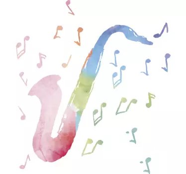 Jazz stickers saxofoon met muziek icoontjes - TenStickers