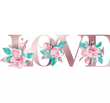Bruiloft stickers liefde met rozen - TenStickers