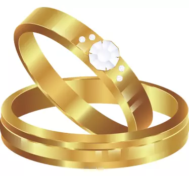Bruiloft stickers gouden ringen - TenStickers
