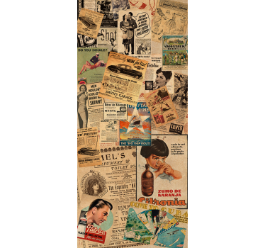 Koelkast sticker vintage kranten - TenStickers