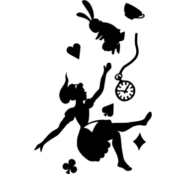 Alice en het witte konijn sprookje muurzelfklevende sticker - TenStickers