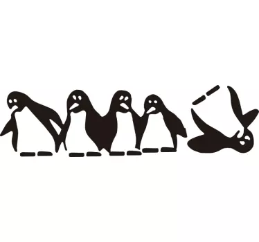 Koelkast sticker vallende pinguïn - TenStickers