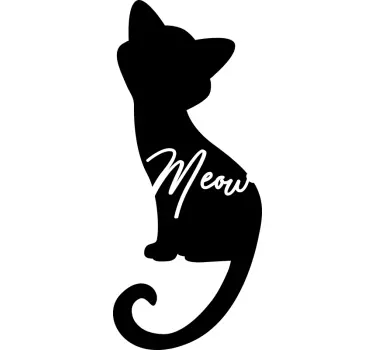 Miauw kat silhouet muur zelfklevende sticker - TenStickers