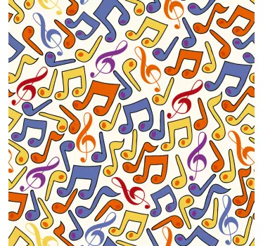 Douchedeur sticker kleurrijke muzikale noten - TenStickers