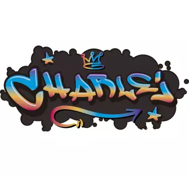 Graffiti naam concrete achtergrond muursticker - TenStickers