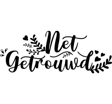 Net getrouwd bruiloft vinyl sticker - TenStickers