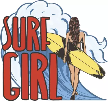 Surfist meisje surf zelfklevende sticker - TenStickers