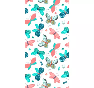 Kleurrijk vlinderpatroon raamsticker - TenStickers