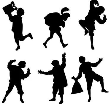 Raamsticker kinderkamer silhouet zwarte pieten - TenStickers