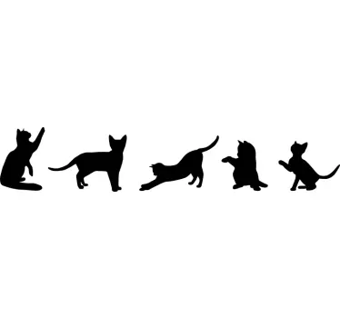 Zelfklevende muursticker dansende katten - TenStickers