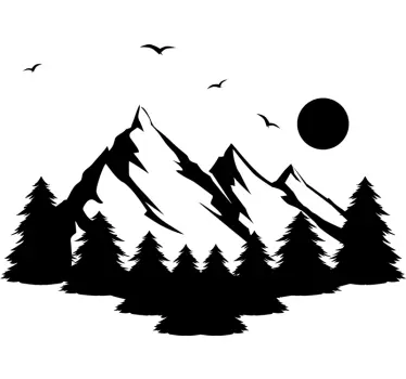 Alpine zomer silhouet natuur muursticker - TenStickers