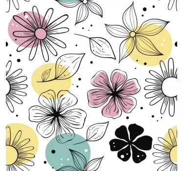 zelfklevende meubelsticker met bloeiende bloemen  - TenStickers