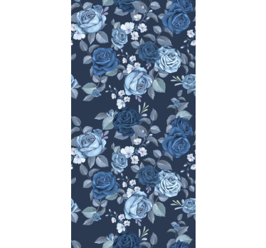Blauwe rozen koelkast wrap zelfklevende sticker - TenStickers