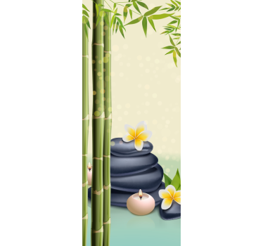 Douchewand stickers Zen zwarte stenen - TenStickers