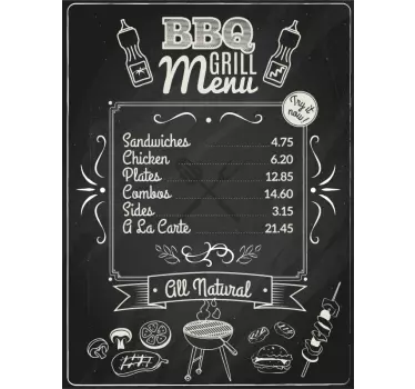 Koelkast sticker barbecue grill menu - TenStickers